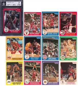 1984-85 Star Basketball High Grade Complete Set (288) Featuring #195 Michael Jordan Rookie Card BGS NM 7 Example!